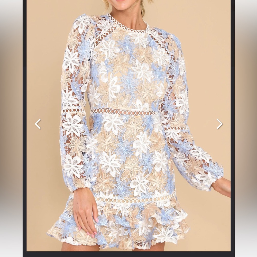 Red Dress Everlasting Love Cream Multi Lace Dress